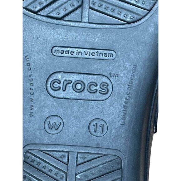 Womens Crocs Black Platform Sandals W11 With Silver Buckle Accent - Picture 4 of 11